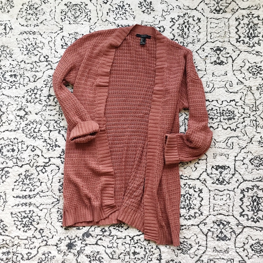 Dusty Rose Long Cardigan • Forever 21